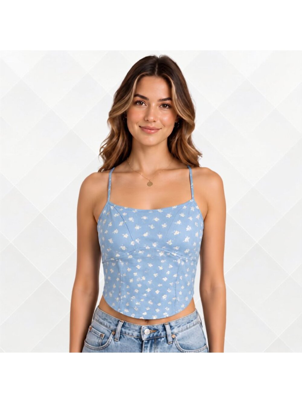 Blue Abound Corset Camisole • Size 1X • NWT • WTS-100008